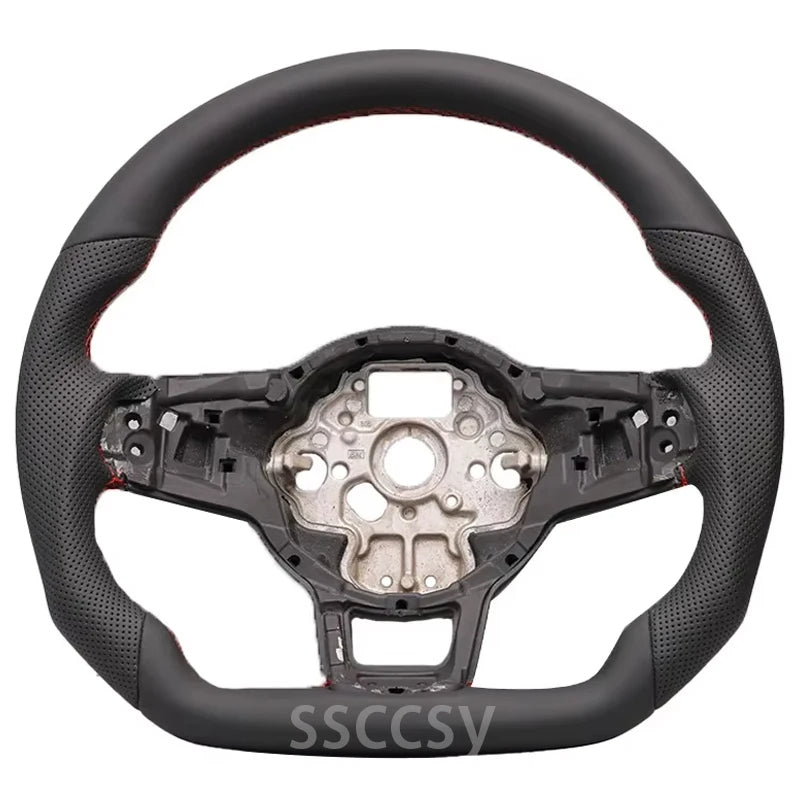 Leather Steering Wheel for Golf 7-7.5, here the photo shows the Leather Steering Wheel Upclose - M-Pure Dynamics