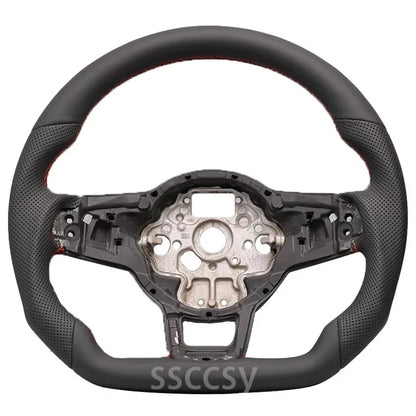Leather Steering Wheel for Golf 7-7.5, here the photo shows the Leather Steering Wheel Upclose - M-Pure Dynamics