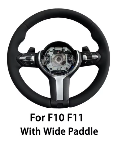 Steering Wheel M-Sport Leather for F10 F11 F15 F16 F20 F30 F31 F32 F36, here the photo shows te steering wheel up close - M-Pure Dynamics