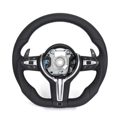 Steering Wheel M-Sport Leather for F10 F11 F15 F16 F20 F30 F31 F32 F36, here the photo shows te steering wheel up close- M-Pure Dynamics
