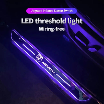 Front and Rear Door LED Sill Plat for Abarth, led light on - M-Pure Dynamics