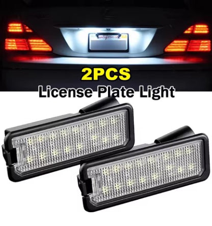 License Plate LED 2pz light for Volkswagen Polo 6N2 9N 6R 6C Passat B6 B7 B8, the photo shows the light installed on the car and also the product it self - M-Pure Dynamics