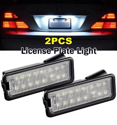 License Plate LED 2pz light for Volkswagen Polo 6N2 9N 6R 6C Passat B6 B7 B8, the photo shows the light installed on the car and also the product it self - M-Pure Dynamics