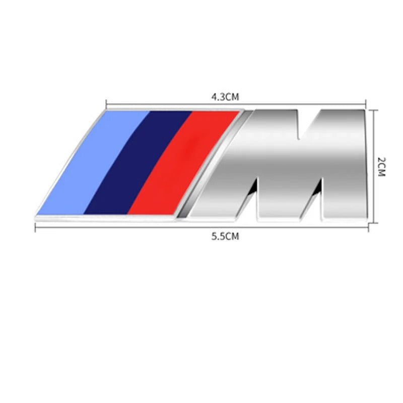 M Power Performance Badge, the photo here shows the silver type with the dimensions - M-Pure Dynamics