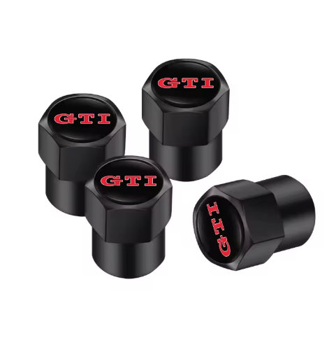 Metal Wheel Valve 4pz for Volkswagen GTI T-ROC GTD Atlas Tiguan Passat Golf Polo Touareg, the photo shows the Metal Wheel Valve black style - M-Pure Dynamics