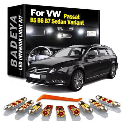 BADEYA Canbus Lightbulbs LED for Inside for Volkswagen VW Passat B5 B6 B7 Sedan 1997-2011 2012 2013 2014 , the phot shows the content and the box - M-Pure Dynamics