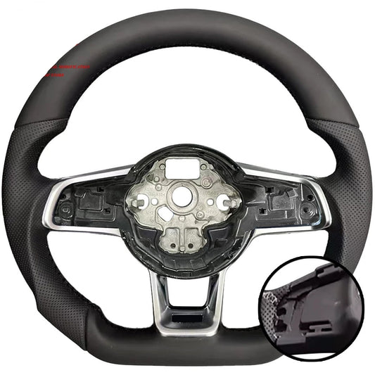 Steering wheel with detailed view on a white background