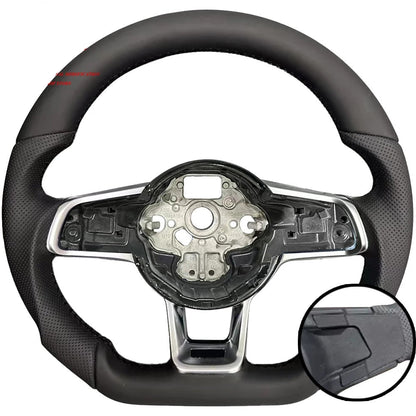 Steering wheel with detailed view on a white background