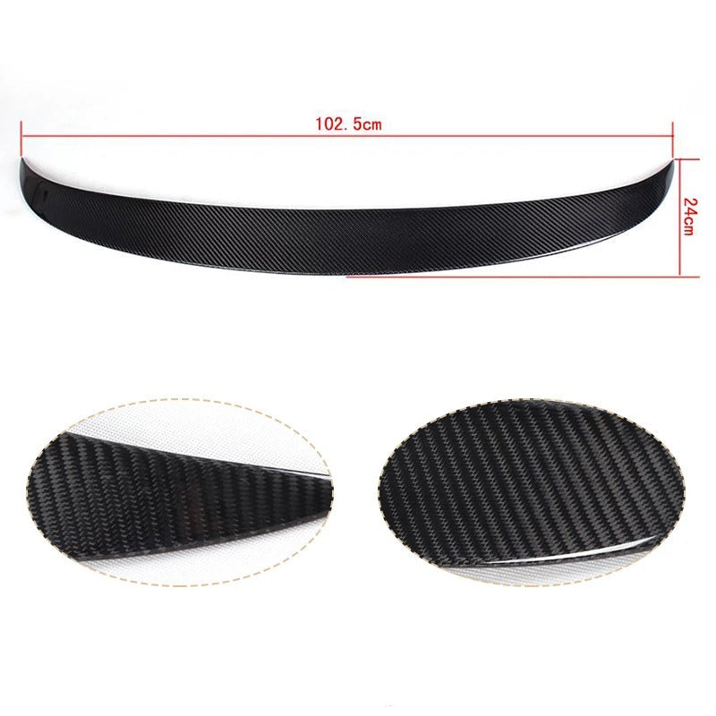 Carbon Spoiler for Volkswagen VW Scirocco Standard Non R 2010-2014, here the photo shows the details of the spoiler and also the dimensions of the spoiler - M-Pure Dynamics