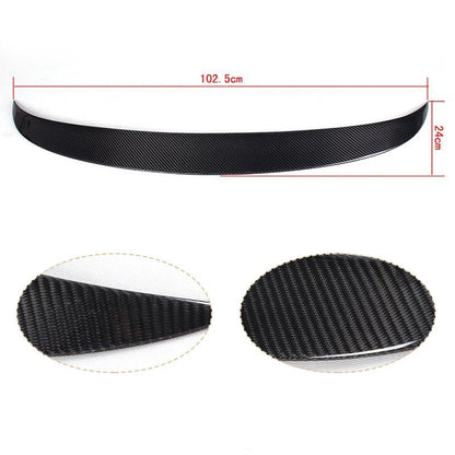 Carbon Spoiler for Volkswagen VW Scirocco Standard Non R 2010-2014, here the photo shows the details of the spoiler and also the dimensions of the spoiler - M-Pure Dynamics