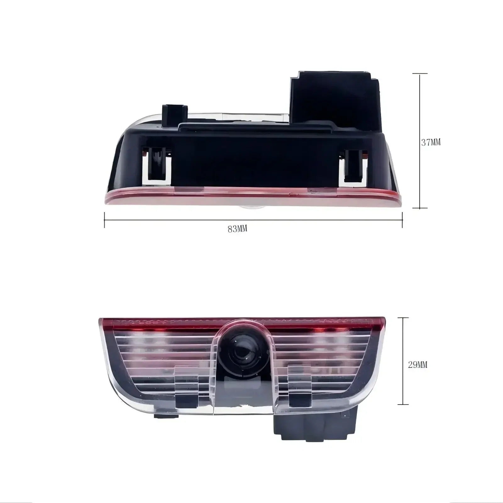 2pz door projector for Golf MK5-6-7-8 and passat B6-B7-B8-B9 , the photo shows the dimensions and a closer look of the projector - M-Pure Dynamics