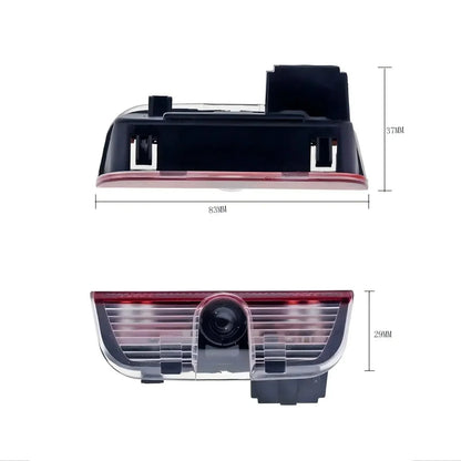 2pz door projector for Golf MK5-6-7-8 and passat B6-B7-B8-B9 , the photo shows the dimensions and a closer look of the projector - M-Pure Dynamics