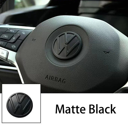 Volkswagen Badge Stearing Wheel for GTI R-Line R Polo T5 Golf Passat, here the photo shows the steering wheel with the new emblem - M-Pure Dynamics