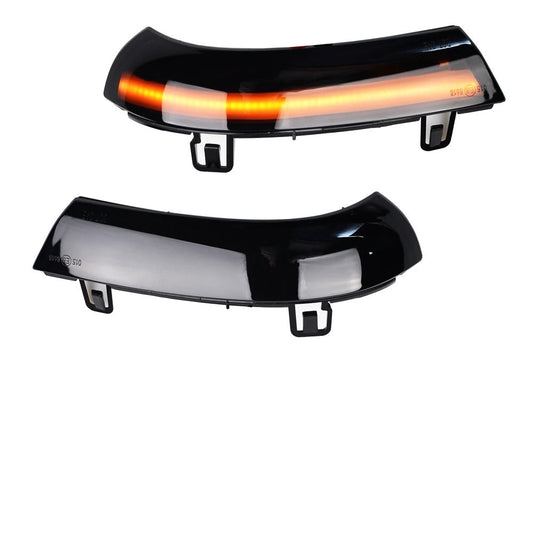 Car mirror with LED turn signal light on a white background